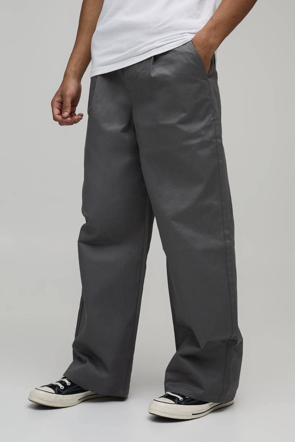 Wide Fit Pleat Front Work 365 Trouser | Charcoal | Size 52