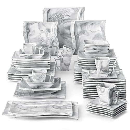 MALACASA Flora-serien marmor middags set, servis för 6/12