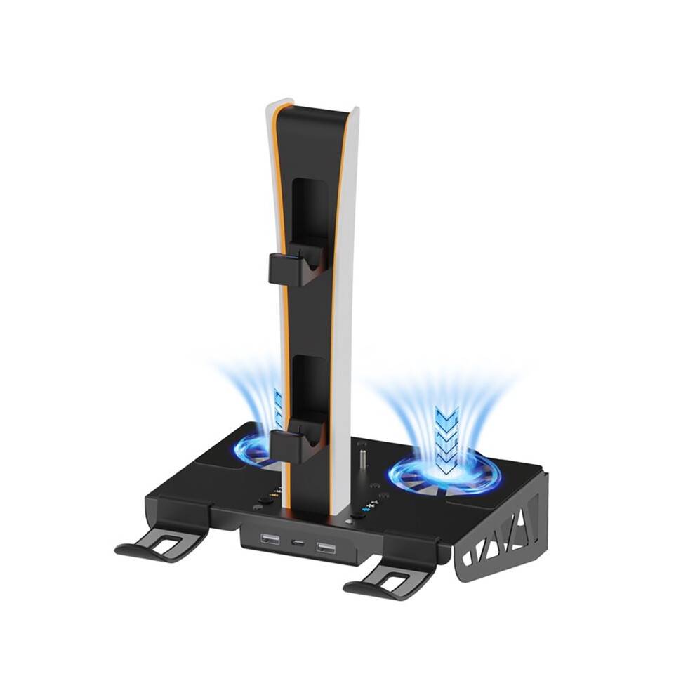 Charging Stand with Cooling Fan Charging Dock Station for Both PS5/New PS5 Slim Consoles Disc & Digital,Headset Holder