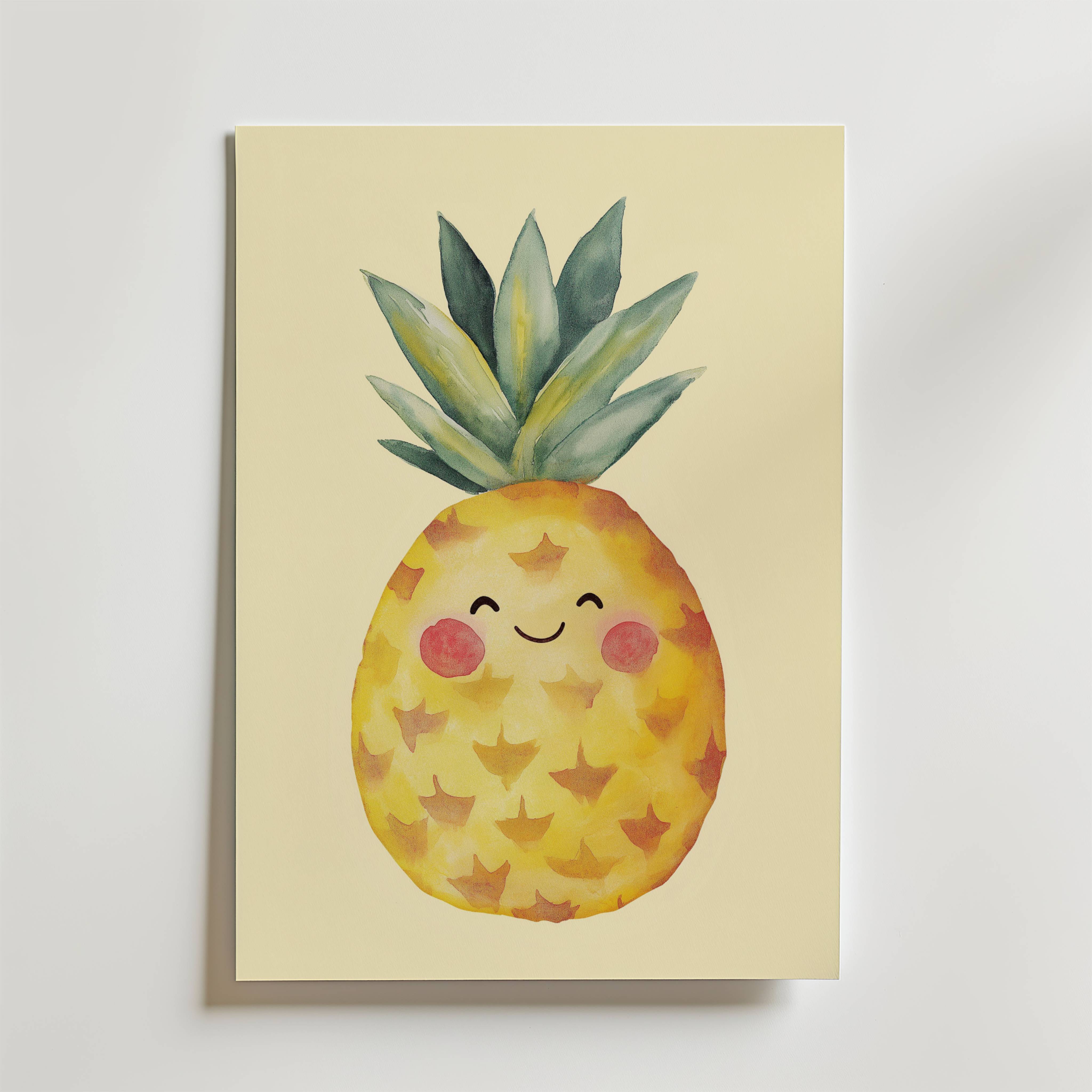 Smiling Pineapple Poster - Premium Canvas 100x140 cm