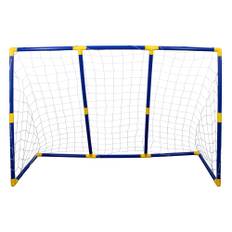 Stort fodboldmål i hårdt plast 209 x142 cm- Inkl. bold og pumpe - Nemt at samle 2 i 1 1 stort eller 2 små mål