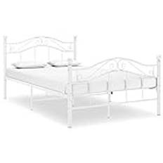vidaXL Sängram vit metall 120x200 cm, säng, dubbelsäng, sängar, dubbelsängar