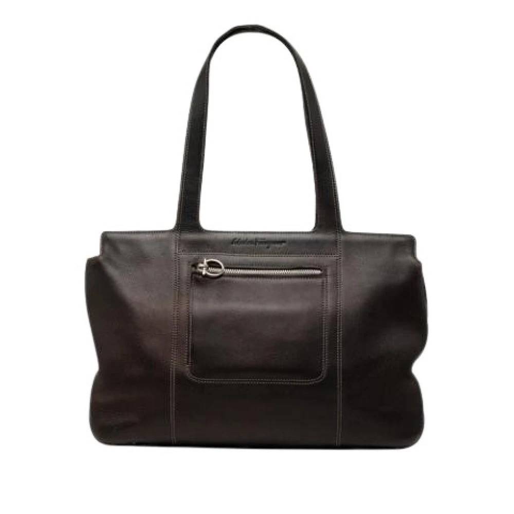 Salvatore Ferragamo Pre-owned Pre-owned Skuldertaske - Vintage - Dame - Brun - ONE SIZE - Uld