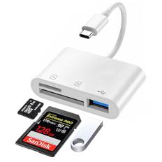 USB C Kartenleser, USB C auf Micro SD TF Speicher Kartenleser, Kartenlesegerät Typ C auf USB Kamera Speicherkartenleser Adapter für iPhone 15/Pro Max/Pro/Plus/iPad Pro/MacBook Pro/Air, Samsung Galaxy