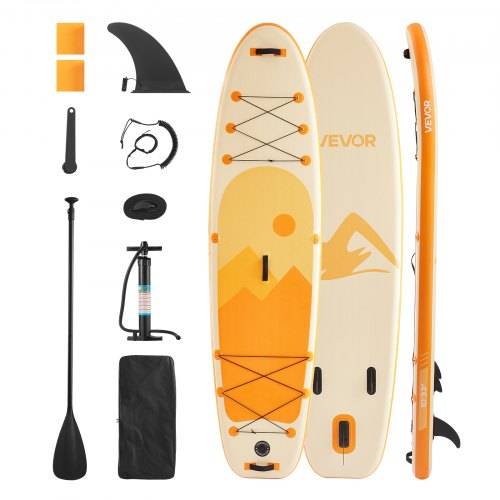 VEVOR Inflatable Stand Up Paddle Board, 3.05m x 84cm x 15cm Wide Ultra-Light SUP Paddleboard, All Accessories Included, Pump, Paddle, Fin, Backpack, Ankle Leash, Strap, Non-slip Deck for Youth, Adults