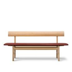 Fredericia Furniture - The Mogensen Bench, Såpad ek, Omni Burnt Sienna 293 - Bænke - Børge Mogensen - Brun - Læder/Træ