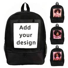1pc 16-Inch Customized Laptop Backpack, Printed Design, Couple Matching Option, Durable Polyester, Easy To Wipe, Zipper Closure, Adjustable Shoulder S - Multicolor