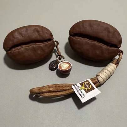 1 st sött 3D-skyddsfodral för hörlurar i silikon med kaffebönedesign, kompatibelt med trådlösa Bluetooth-hörlurar Pro 1 2 3 4, stötsäkert hörlursfodra - Kaffebrun (Apple AirPods Pro,Apple AirPods Pro 2,Apple AirPods 4,Apple AirPods Pro 3)