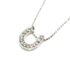 Super Cubic Zirconia Silver Horseshoe Horseshoe Necklace Accessory Present Pouch Set [Miaomyao] [Miaomyao] Women's