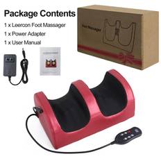 Electric Foot Leg Massager Remote Control Heating Therapy Shiatsu Kneading Rollers Relieve Fatigue Household Relaxation Device EU Plug röd