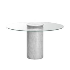Karakter - Castore dining table Ø130, Bianco Carrara / clear glass - Matbord - Angelo Mangiarotti - Vit - Glas/Naturmaterial/Textilmaterial/Sten