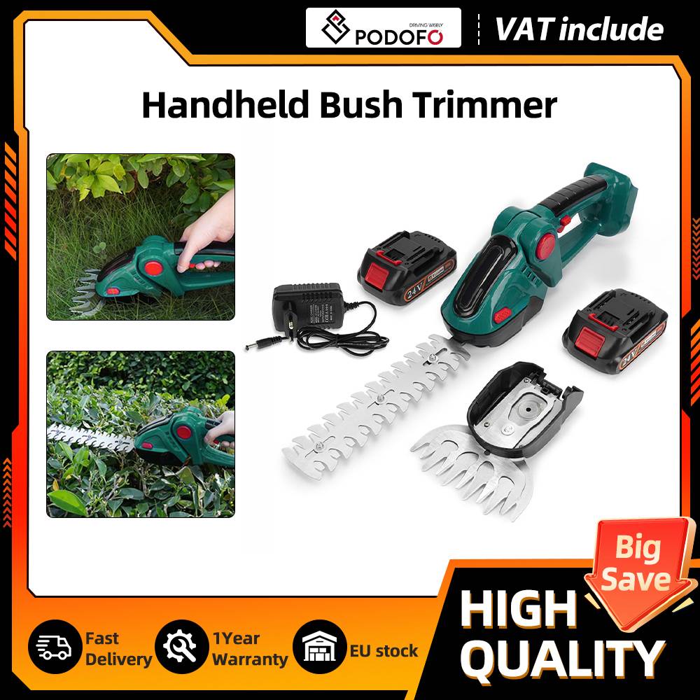 Podofo 2 IN1 Cordless Electric Hedge Trimmer Pruning Shears Weeding Cutter Garden Trimming Tool for Makita Battery