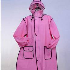 1 st lång modell elektrisk cykel regnponcho med huva - Rosa (L,XL,XXL)