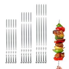 Grillspieße Schaschlikschpieße aus Edelstahl, Extra Breit: 1 cm (10 St, 60 cm) Fleischspieße Schampur Kebab Grillzubehör für Mangal Grillbesteck Grillzubehör, BBQ Spieße, Skewers, Schaschlik, Kebap