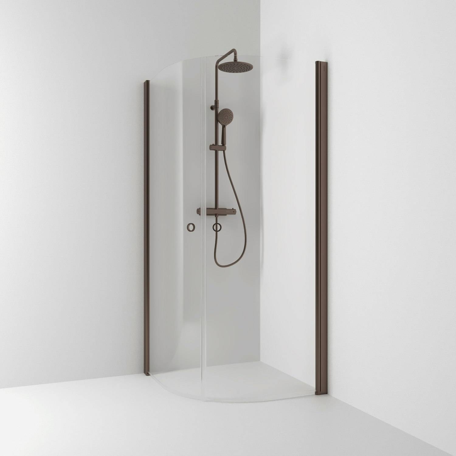 Duschhörna Svedbergs Skoga Halvrund 800x800 mm, Profil: Mocca, Klarglas