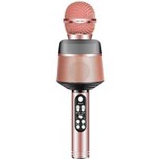 Trådlös bluetooth karaoke mikrofon högtalare ktv musikspelare sång inspelare handhållen kondensator mikrofon sång - Rosa