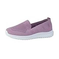 Sportskor dam sommarskor, halkfria sneakers dam slip-on fritidsskor arbetsskor bekväma slip-on promenadskor damskor mode tennisskor orthofit skor, lila, 40 EU