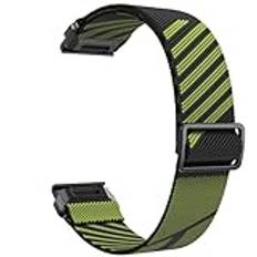 AMAUPCKCA 22 mm elastiskt nylonband for Garmin Fenix 5 6 7 Quick Fit-rem for Instinct/Forerunner 965/955/Approach S62 klockarmband(Green Black)