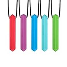Halsband Chew Sensory Srliya 12 * 7 * 1 5st Chew Necklace Food Grade Silikon Sensory Chew Halsband för Autistisk ADHD SPD Orala övningar