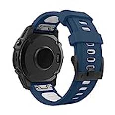 MoKo Watch Strap Compatible with Garmin Fenix 7/7 Pro/6/6 Pro/5/5 Plus/Forerunner 965/955/945/Instinct Solar/Instinct 2, Quick Fit 22mm Soft Silicone Replacement Band Sport Wristband, Blue/White