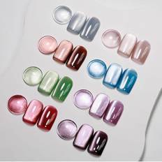 MIZHSE Cat Eye UV Cel Nagellack Set mit Magnet 8 Farben Cateye UV Gel Nail Polish Set Cateye Magnet UV Nagellack Glitzer Cat Eye Cel Magnet Nagellack Soak Off UV Gel für DIY-Maniküre Art