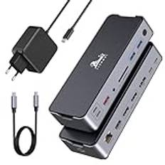 USB C dockningsstation med strömförsörjning 65 W 1 m kabel dock 2 HDMI DP 8K display 15 IN 1 dubbel monitor dockningsstation triple Display 4K dockningsstation DisplayPort 10 Gbit/s USB 3.1 100 W PD