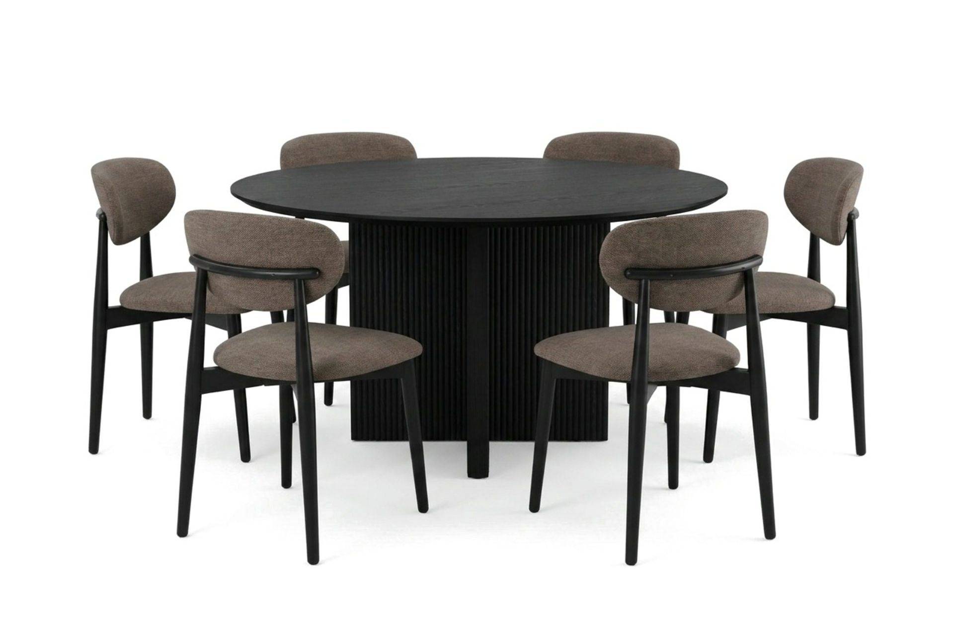 Edda Matgrupp runt 130 cm Svart med 6 Molly Matstolar - Bark