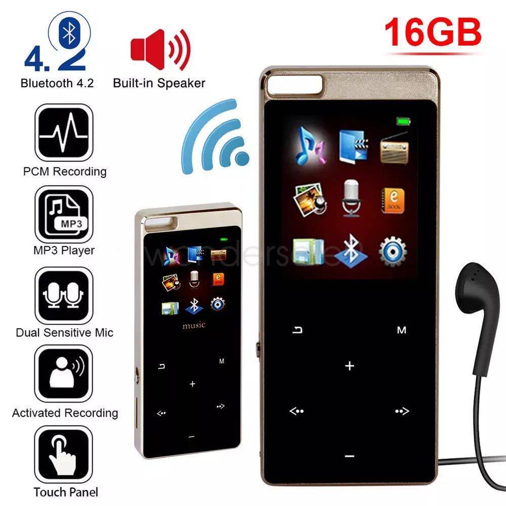 Bluetooth mp3 spelare högtalare inbyggd högtalare hifi metall bärbar walkman med fm-inspelning pekskärm 1.8 tums skärm - 4gb