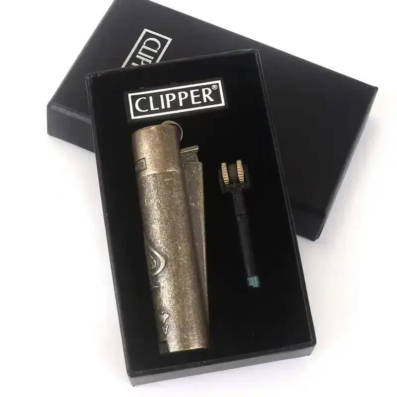 New Clipper Spades A Metal Fireless Butane Gas Jet Torch Lighter Portable Grinding Wheel Flint Inflatable Lighter Men's Gift