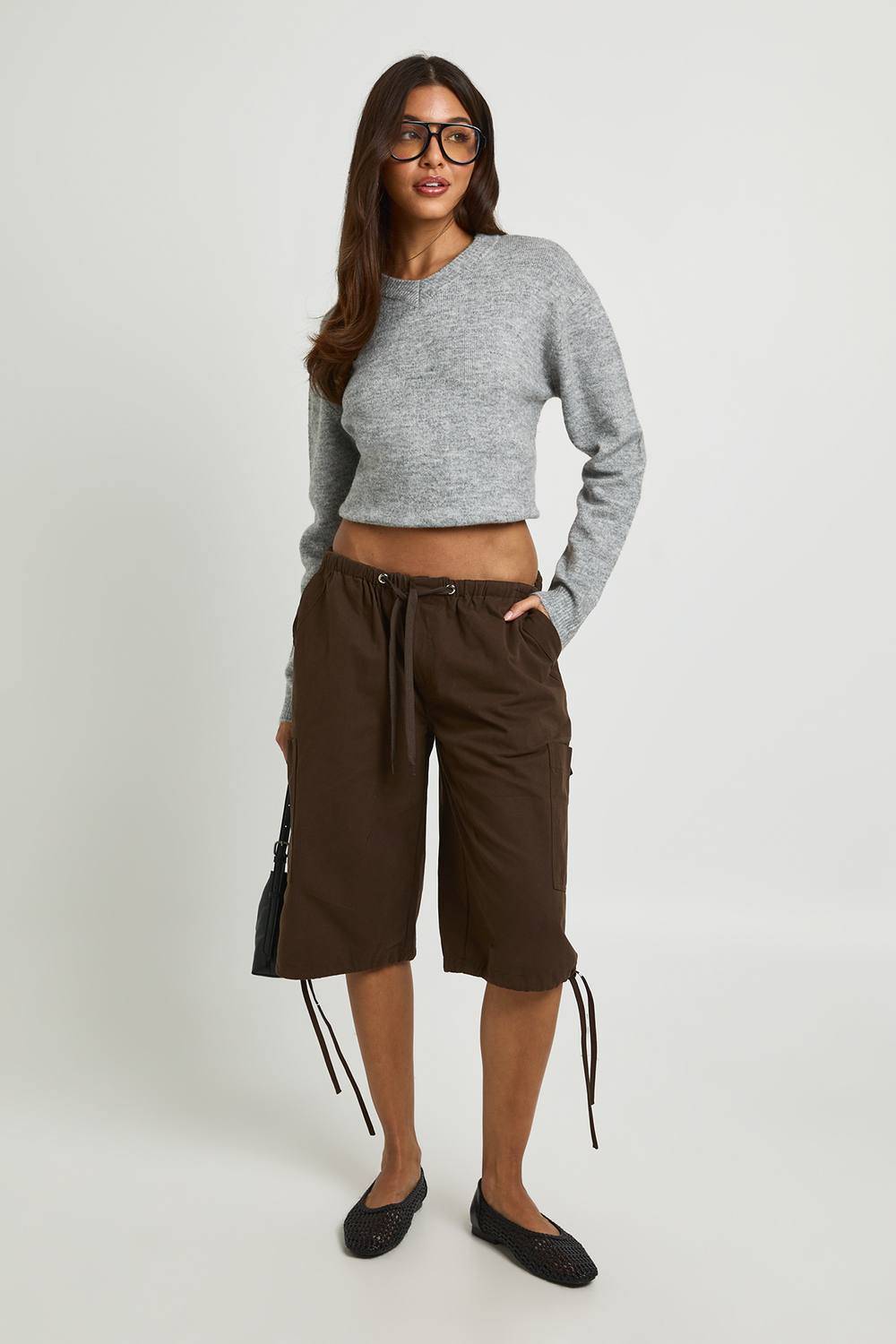 boohoo Dam Twill Cargo Jort | Choklad | Storlek 40