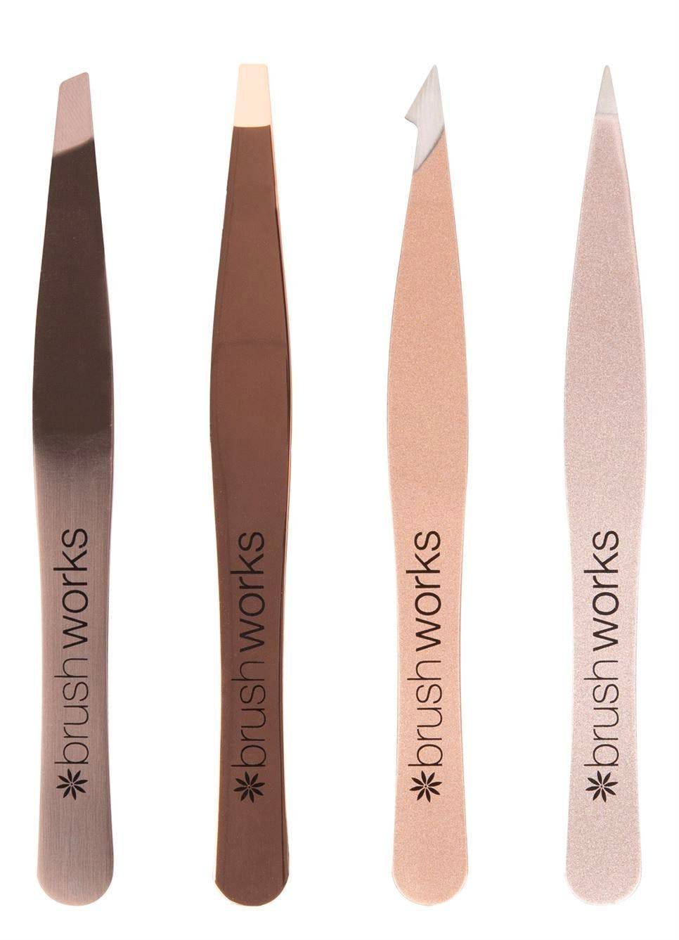 brushworks Combination Tweezer Set Gold 4 st