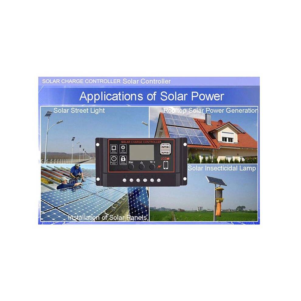 3X 100A Solar Charge Controller Solar Panel Controller 12V 24V LCD Display Solar Panel Batteriregulator med USB-Port