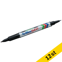 Märkpenna permanent 0.4-1.0mm | Artline 041T (2-i-1) | svart | 12st