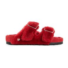Birkenstock, Sko, Dame, Rød, 36 EU, Rød Shearling Spænderem Gummi Sål