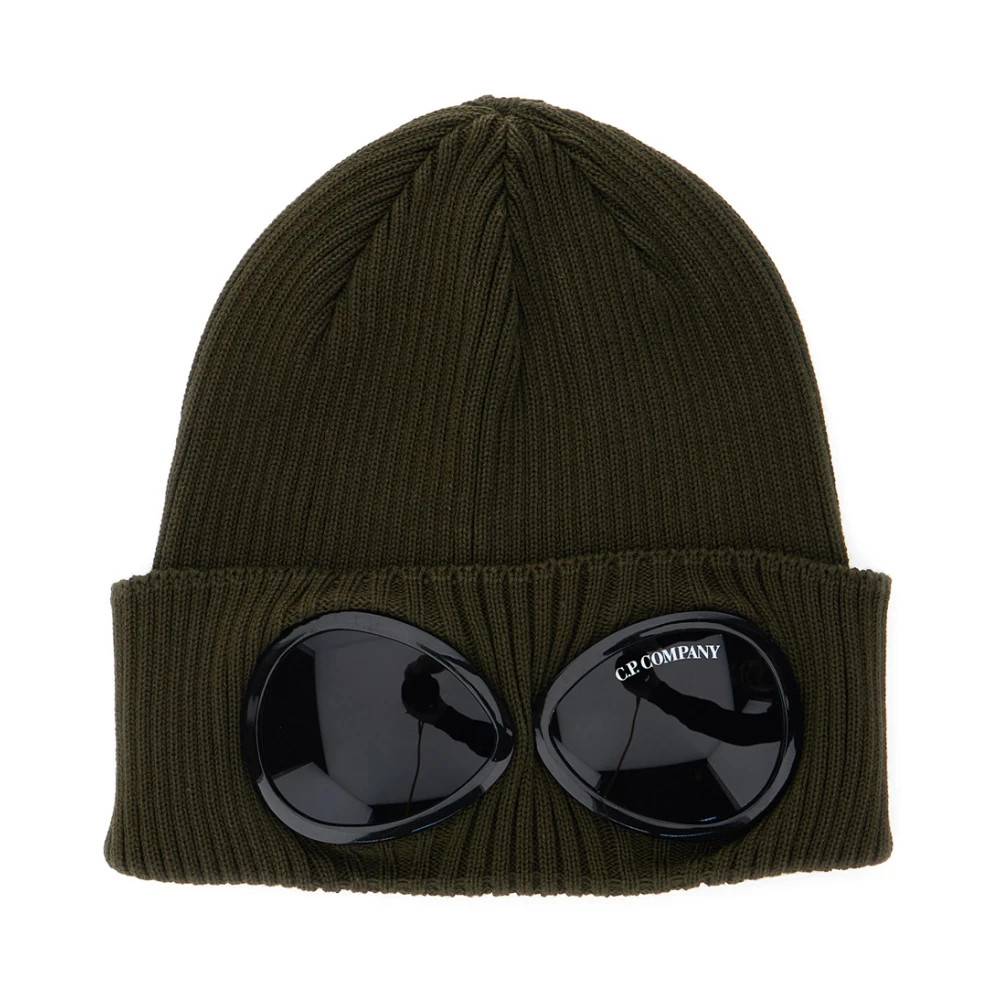 C.P. Company Goggle Cotton Beanie - Accessories - Herre - Grøn - ONE SIZE - Bomuld