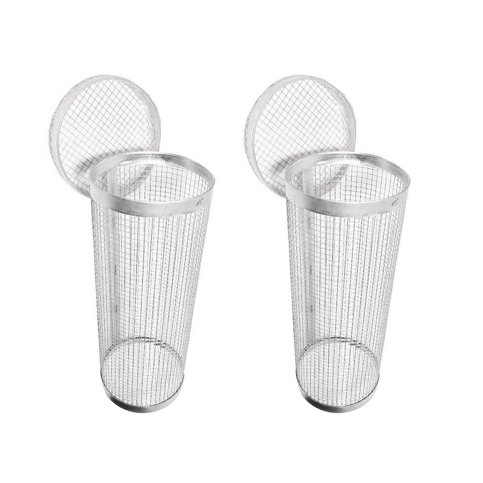 2Pcs Rolling Grill Basket Stainless Steel Wire Mesh Cylinder Grilling Basket Outdoor Round Grill Basket for Grill