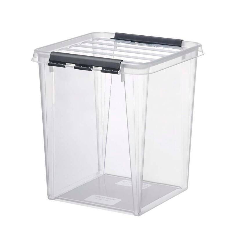 Plastkasse SmartStore transparent 70l m/låg 72x40x39cm pakke med 39 stk..