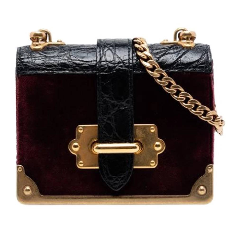 Prada Vintage Pre-owned Cahier Mini Bag - Vintage - Dame - Rød - ONE SIZE - Uld
