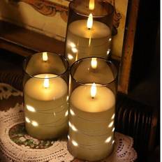3st Fjärrkontroll Fairy String Lights, Center Piece Dekorativa Flamlösa LED-ljus, Batteridriven, Grå Akryl-4in/5in/6in Höjd (Multi-size)