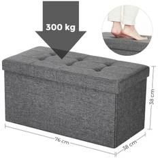 Fodskammel med opbevaring 76x38x38cm - Grå