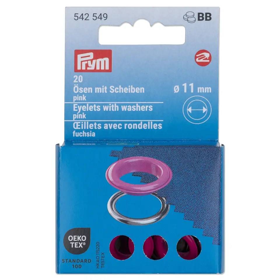 Prym Snøreringe/Sejlringe Ø11mm (Pink/sølv).