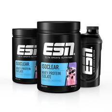 ESN ISOCLEAR Whey Isolate Protein Pulver, Blackberry, 2 x 908 g + Gratis Shaker, Proteinlimo mit fruchtig leckerem Geschmack, clear Whey - made in Germany