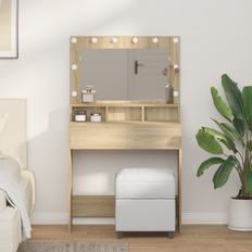 vidaXL Makeupbord med hylde Sonoma-eg 79 x 41 x 135 cm Konstrueret træ