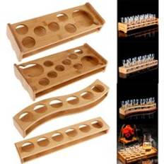 Bambu shotglas hållare rack barware whiskykopp serveringsbricka vodka rom tequila cocktailkoppar arrangör - 6 hål raka