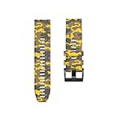 JUANZD Klockband kompatibelt med Garmin Quatix 7 7X Solar Edition/Tactix 7 Pro/Fenix Camouflage Silikonrem Armband Tillbehör(Giallo,QuickFit 22mm)