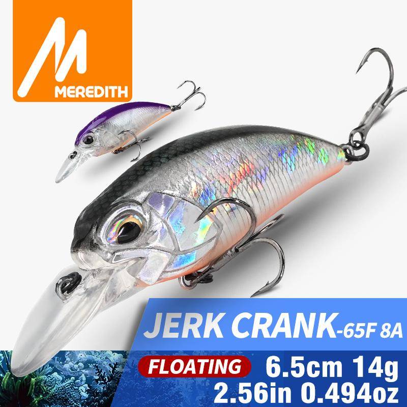 MEREDITH Jerk Crank M65 65mm 14g Flytande 2-2,5m Diskantkrokar Gädde Abborre PZ01-65F