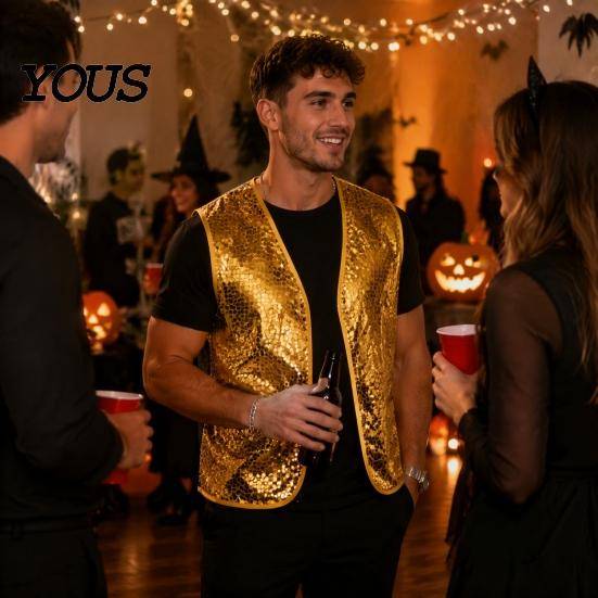 Unisex paljettlinne Glänsande väst för barn och vuxna, Glittrig discopartyväst, Mångsidig högtidsoutfit Ärmlös scenkostym Halloween cm silver