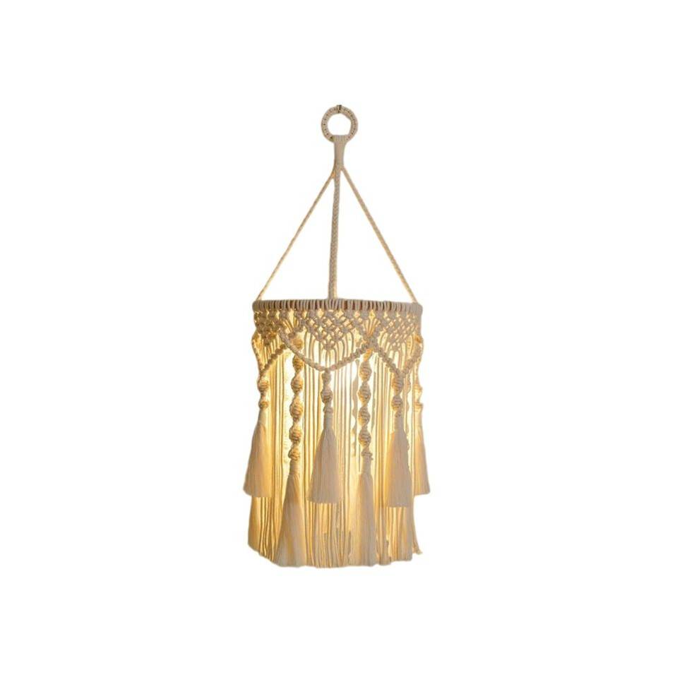 Boho Lamp Shade,Boho Hanging Lamp Handmade Macrame Lamp Shade Plug in Pendant Light,Bohemian Hanging Lights