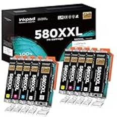 iNKPAD 580XXL 581XXL bläckpatroner för Canon 580 581, multipack, kompatibel med Canon Pixma TS6150 TS705 TR7550 TS8150 TS8250 TS8251 TR850 TR8550 (4svart 2cyan 2magenta 2gul, 10-pack)