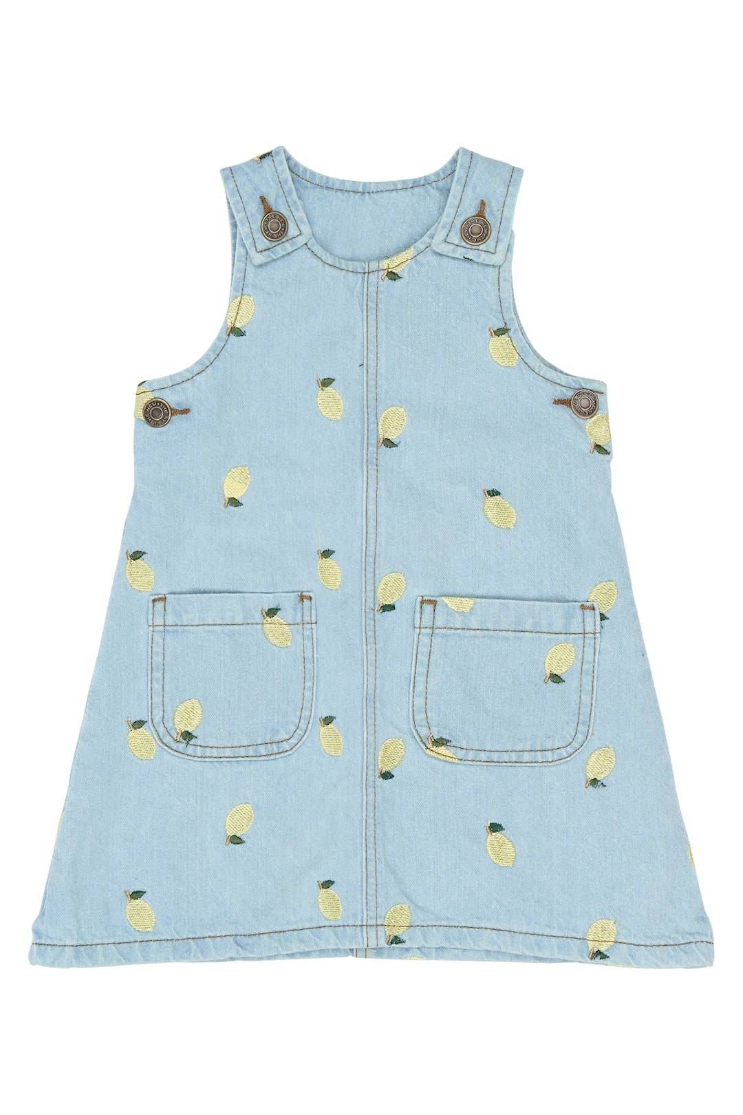 The New Siblings Saja Denim-kjole Light Blue Denim Emb Light Blue Denim EMB-104 cm Blå 104 cm Piger